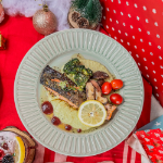 Picture of Grilled Salmon with Mashed Peas